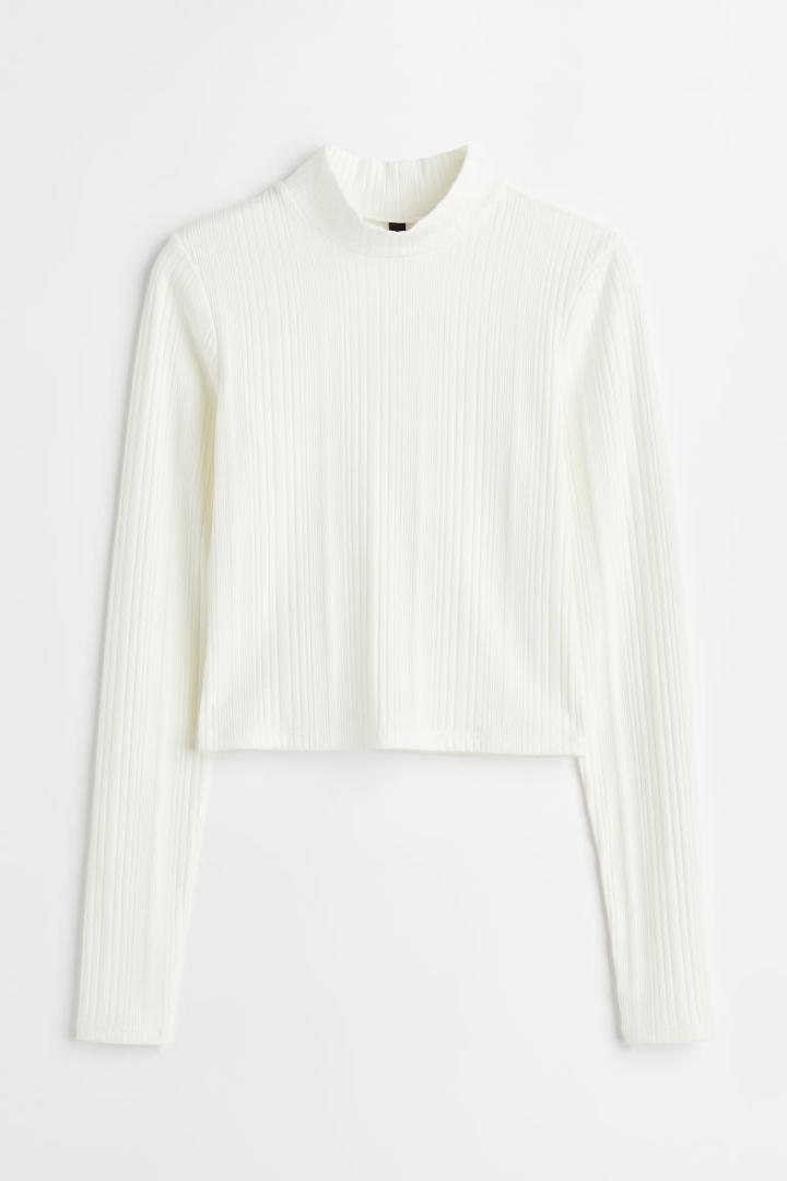 H & M - Long-sleeved Top - White