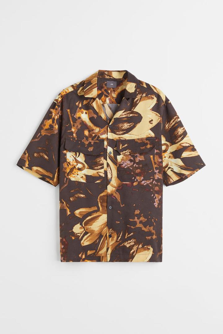 H & M - Lyocell Resort Shirt - Black