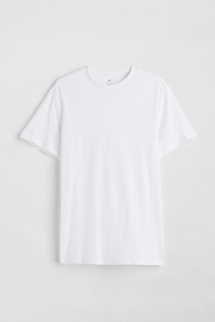 H & M - Regular Fit Crew-neck T-shirt - White
