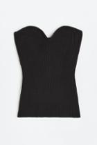 H & M - Rib-knit Tube Top - Black