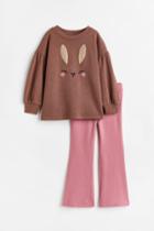 H & M - 2-piece Top And Leggings Set - Beige