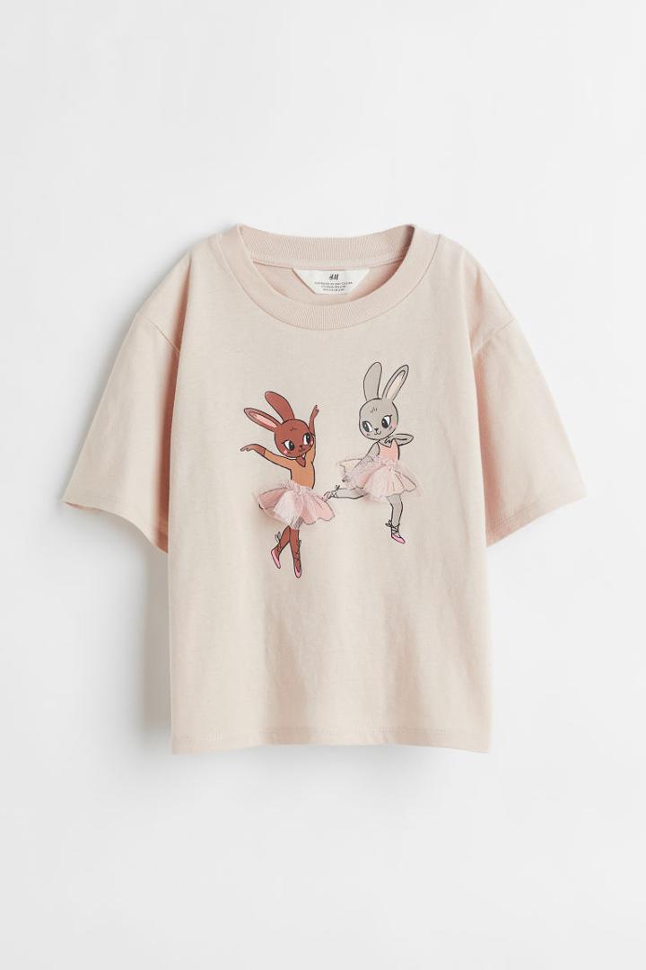 H & M - T-shirt With Motif - Beige