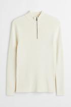 H & M - Muscle Fit Rib-knit Sweater - White