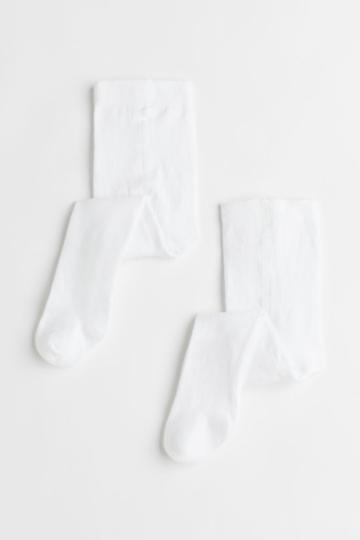 H & M - 2-pack Tights - White