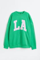 H & M - Oversized Sweatshirt With Motif - Green
