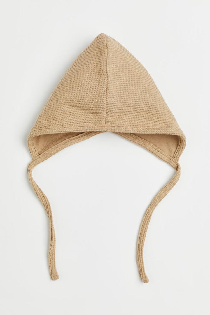 H & M - Waffled Cotton Jersey Hat - Beige