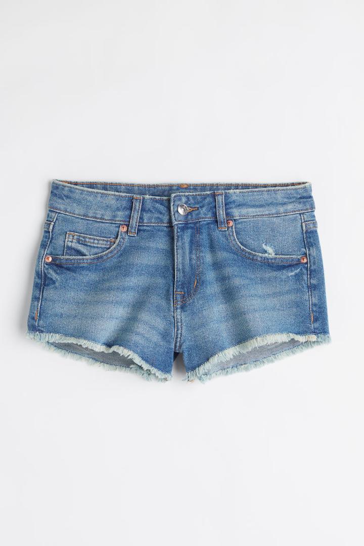 H & M - Low Waist Denim Shorts - Blue