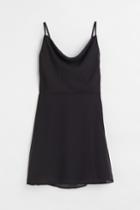 H & M - Patterned Chiffon Dress - Black