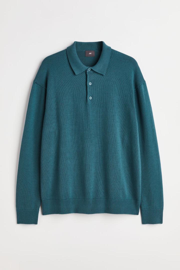 H & M - Relaxed Fit Cotton Polo Shirt - Blue