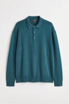 H & M - Relaxed Fit Cotton Polo Shirt - Blue