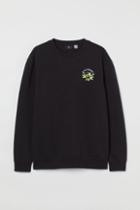 H & M - Regular Fit Printed Sweatshirt - Black