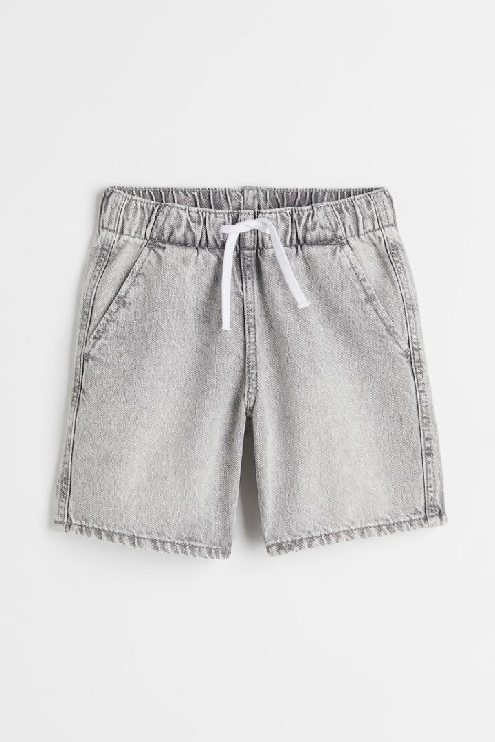 H & M - Cotton Denim Pull-on Shorts - Gray