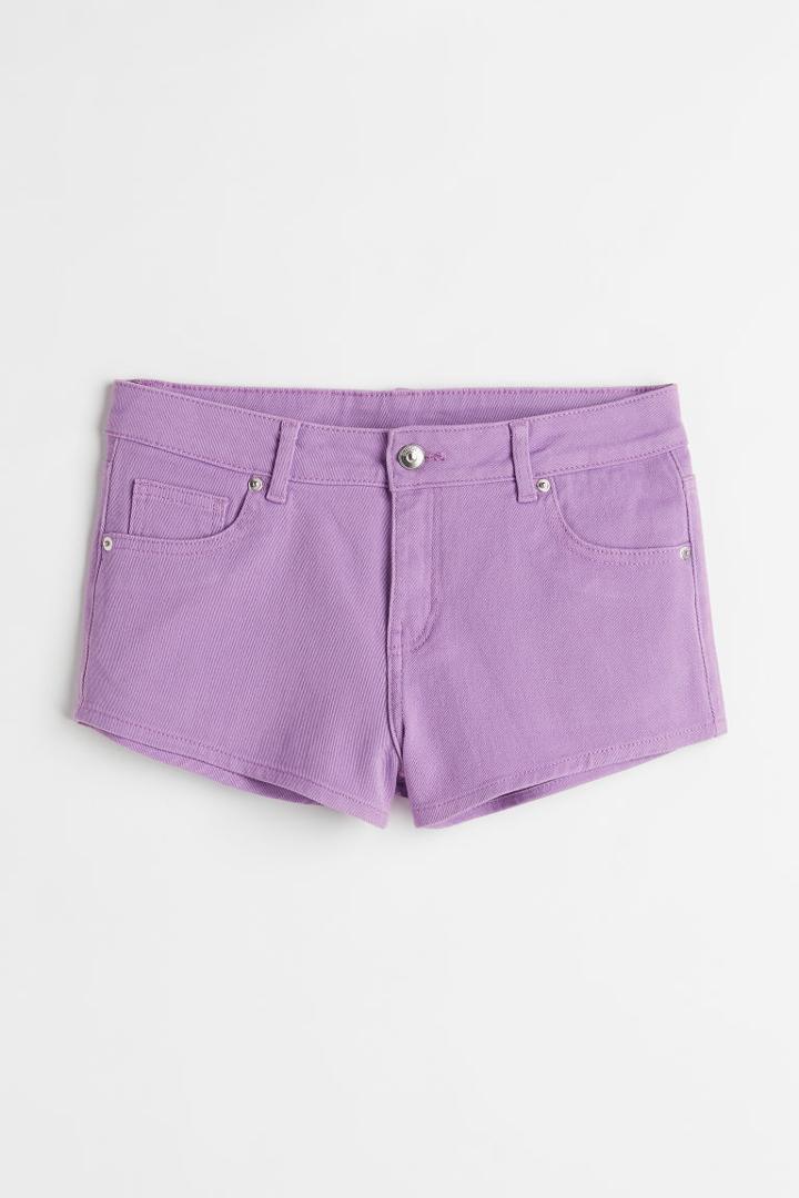 H & M - Low Waist Twill Shorts - Purple