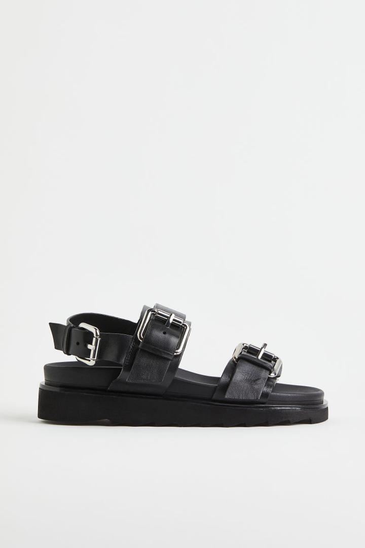 H & M - Chunky Leather Sandals - Black