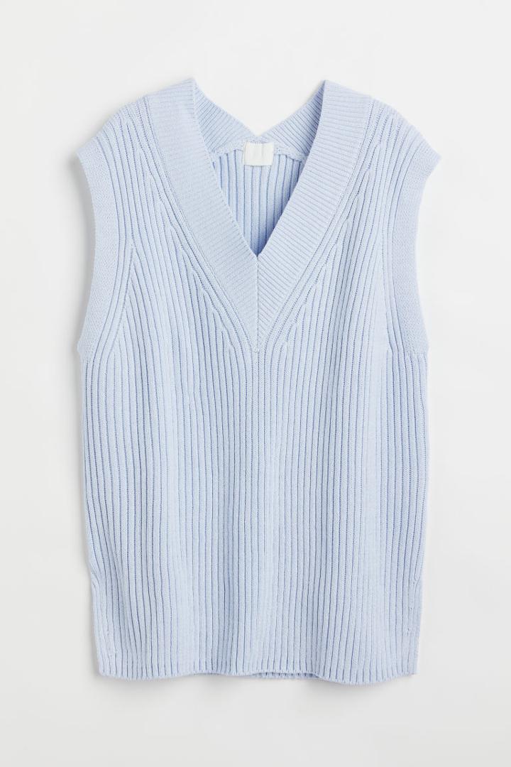 H & M - Rib-knit Sweater Vest - Blue