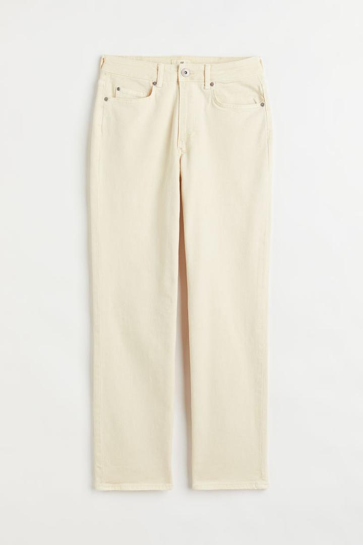 H & M - Straight Regular Ankle Jeans - White