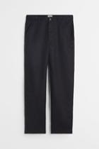 H & M - Straight Fit Linen Pants - Black