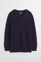 H & M - Regular Fit V-neck Sweater - Blue