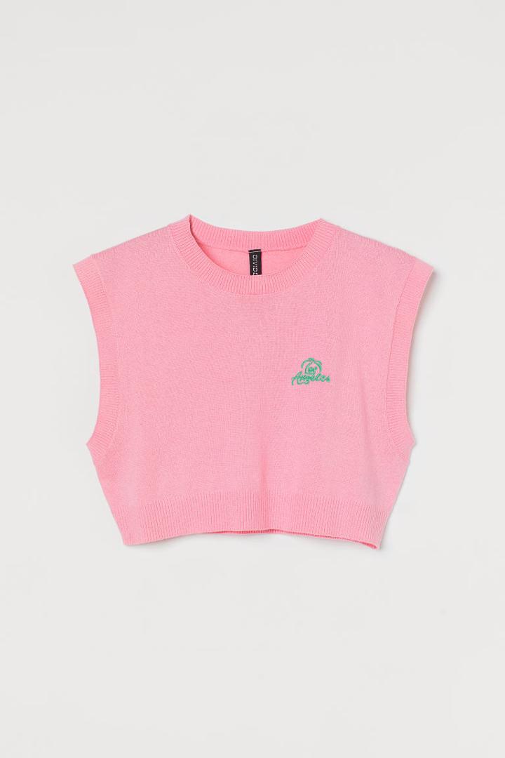 H & M - Knit Crop Top - Pink