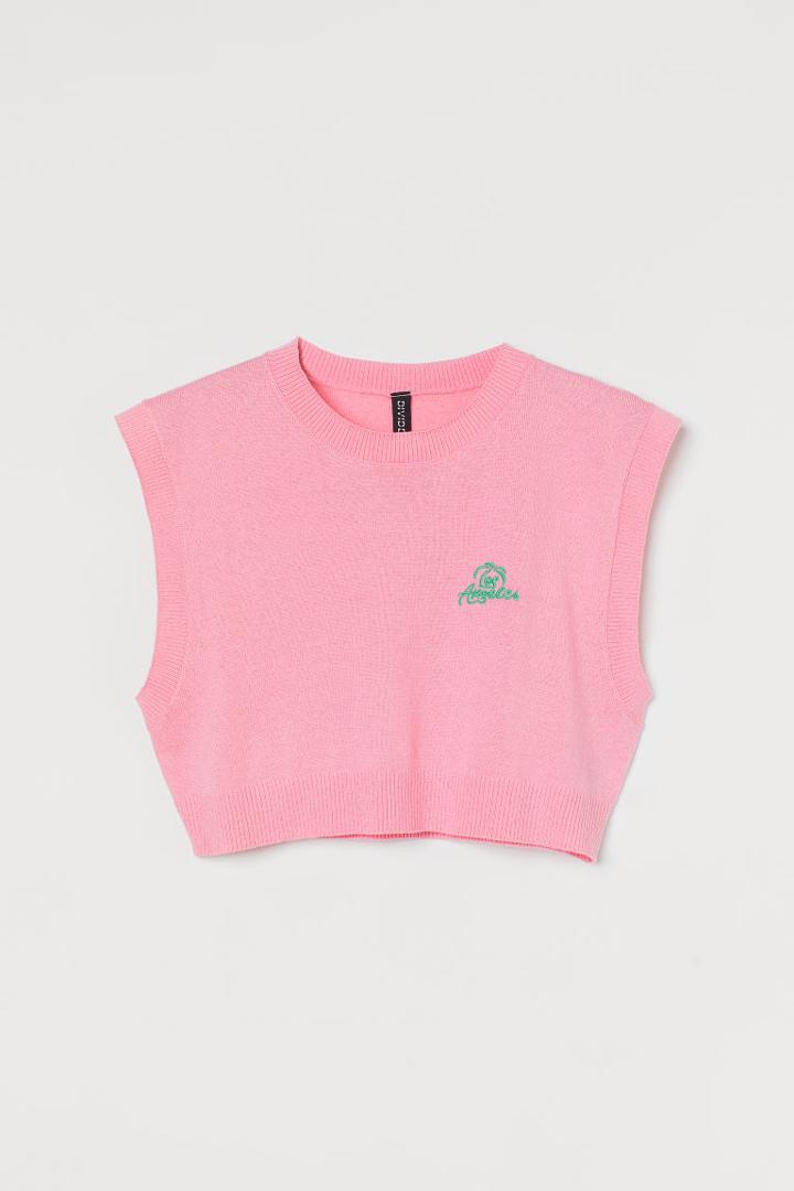 H & M - Knit Crop Top - Pink