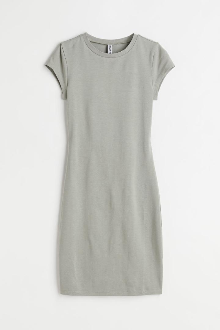 H & M - Cotton Bodycon Dress - Green