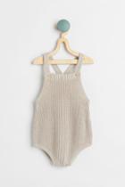 H & M - Knit Cotton Romper Suit - Brown