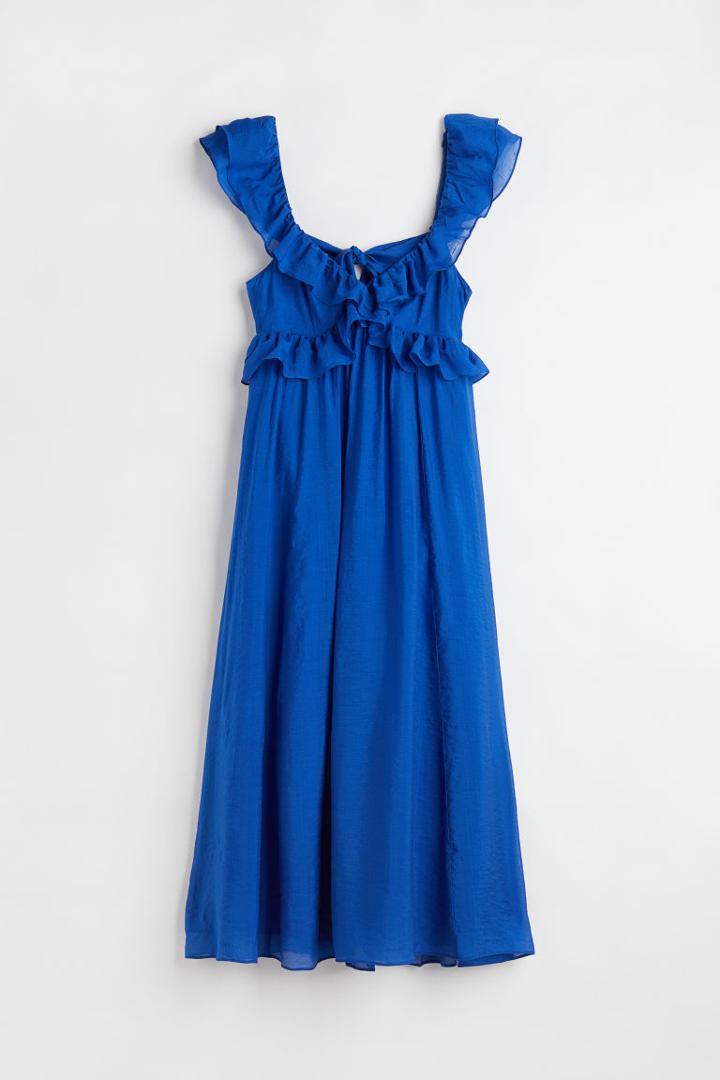 H & M - Lyocell-blend Ruffled Dress - Blue