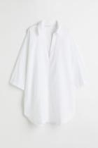 H & M - Long Linen-blend Shirt - White