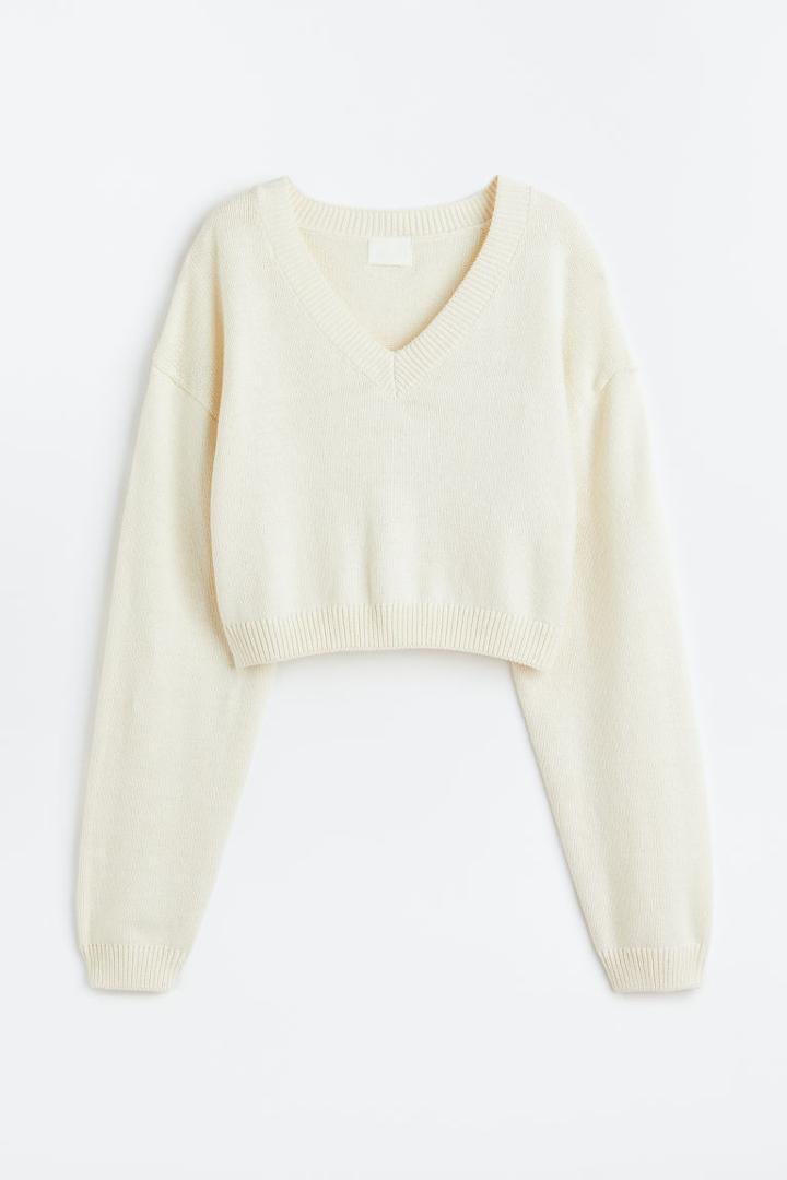H & M - V-neck Jumper - White