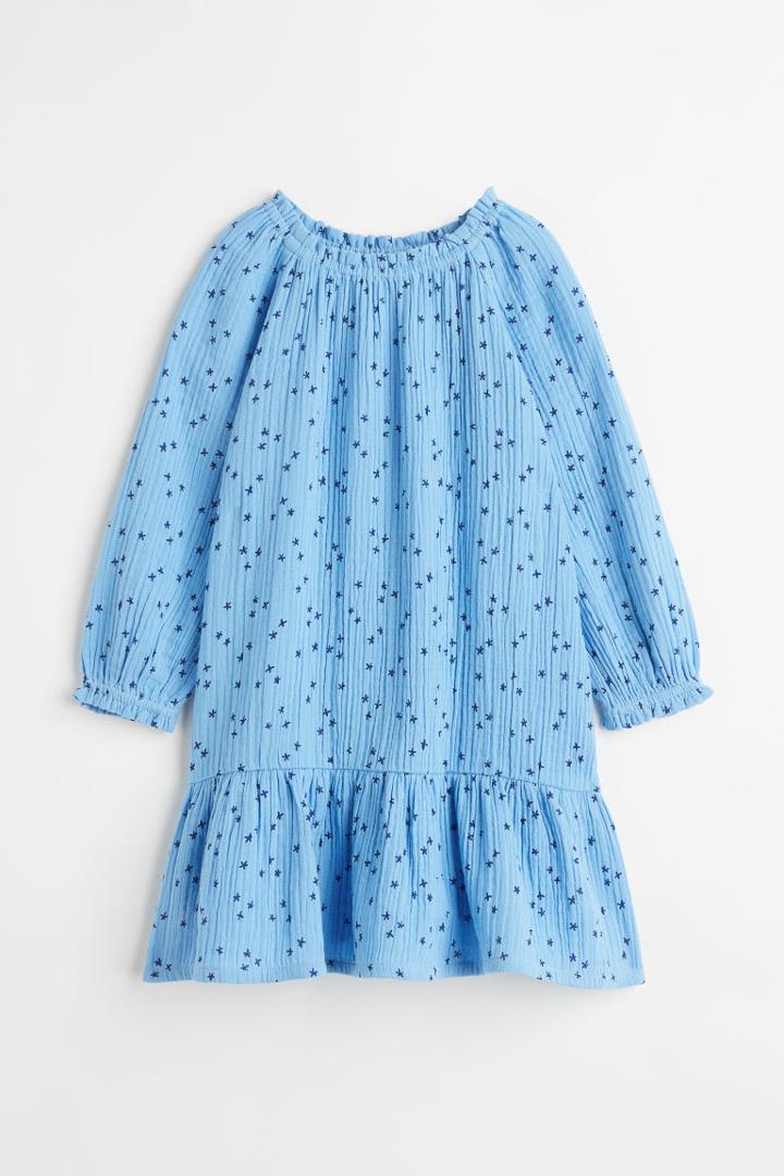 H & M - Double-weave Cotton Dress - Blue