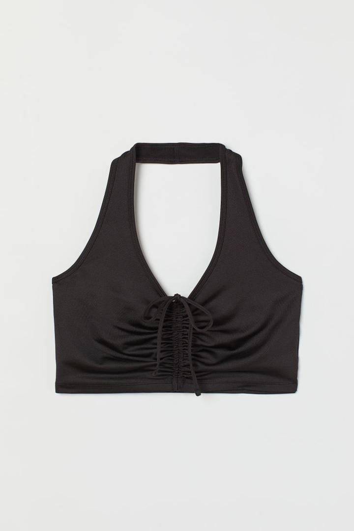 H & M - H & M+ Short Halterneck Top - Black