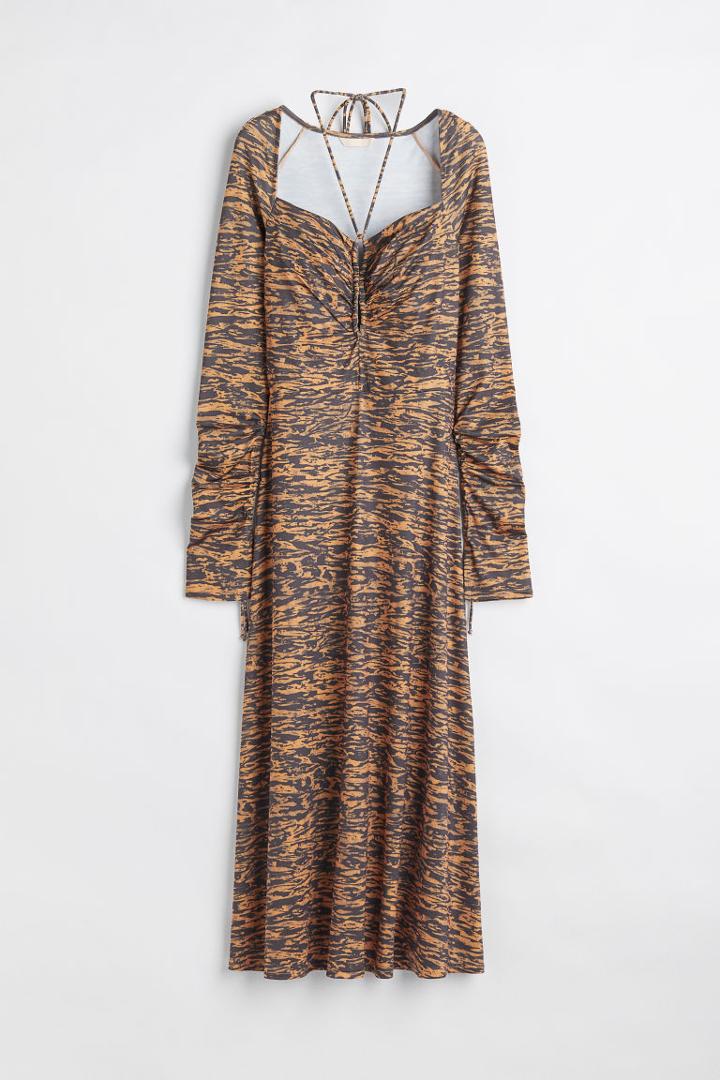 H & M - Halterneck Cut-out Dress - Gray