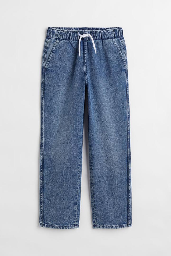 H & M - Relaxed Fit Denim Joggers - Blue