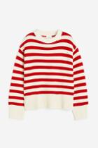 H & M - Hole-knit Sweater - Red