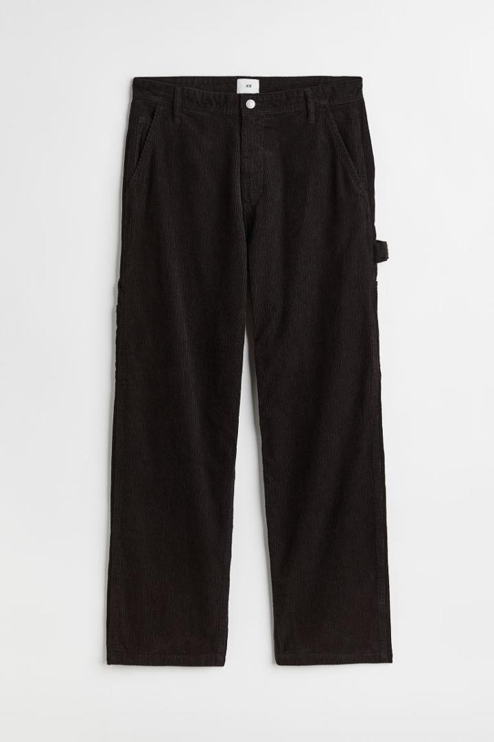 H & M - Relaxed Fit Corduroy Pants - Black