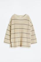 H & M - Oversized Rib-knit Sweater - Beige