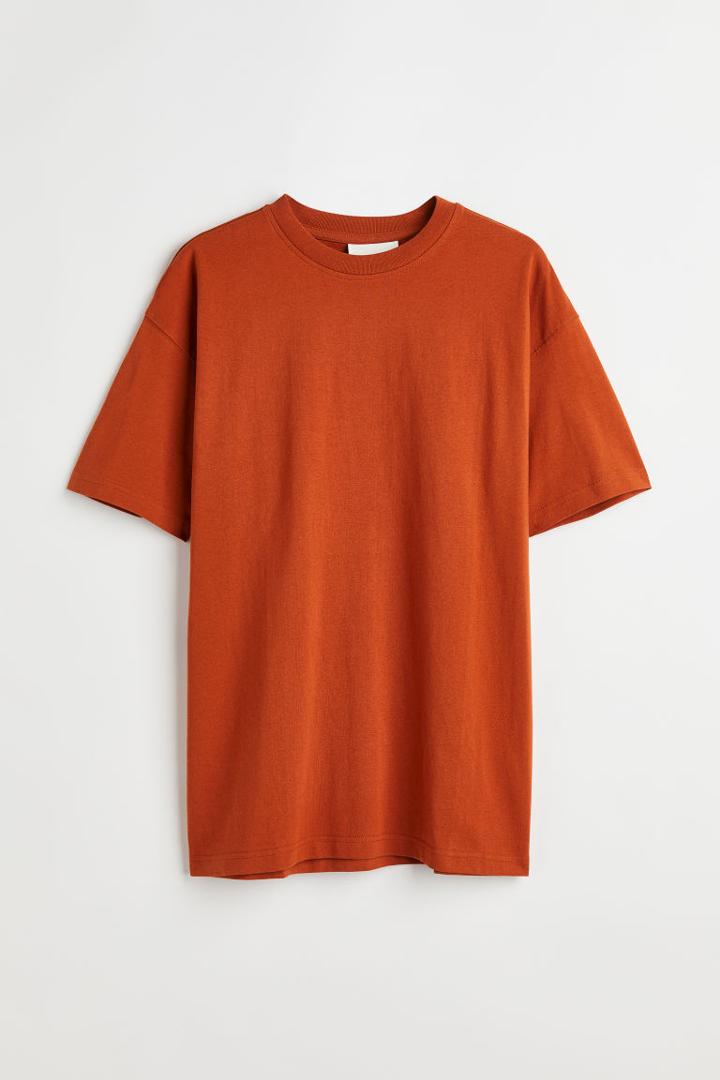 H & M - Oversized Fit Cotton T-shirt - Orange