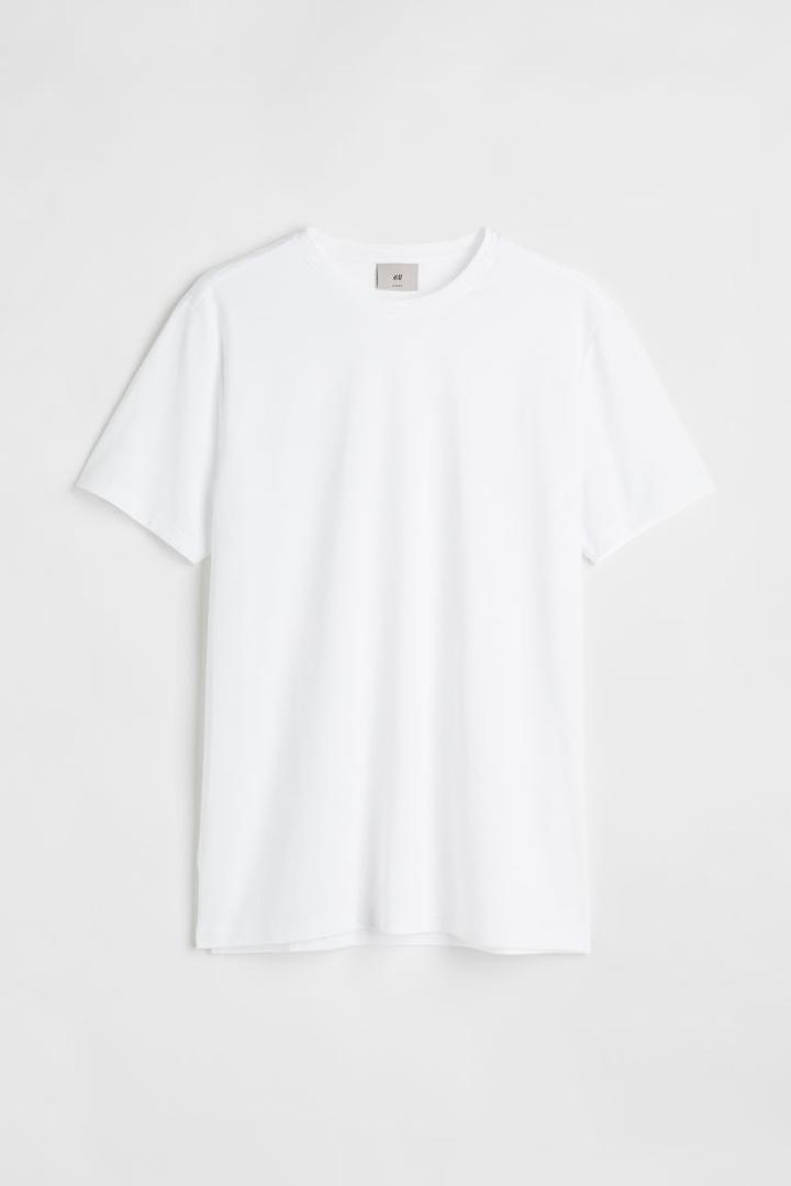 H & M - Slim Fit Premium Cotton T-shirt - White