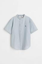 H & M - Shirt With Band Collar - Green