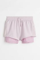 H & M - Double-layer Sports Shorts - Pink