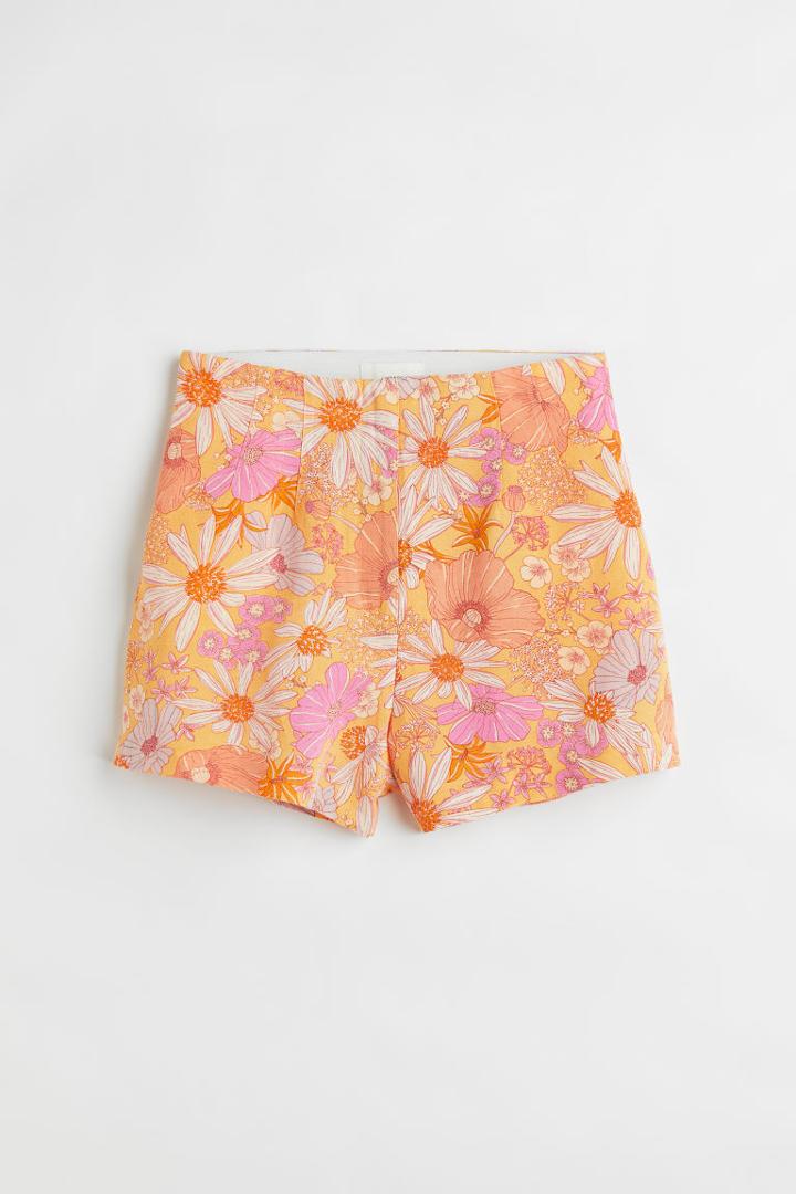 H & M - Linen-blend Shorts - Yellow