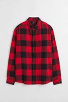 H & M - Relaxed Fit Twill Shirt - Red