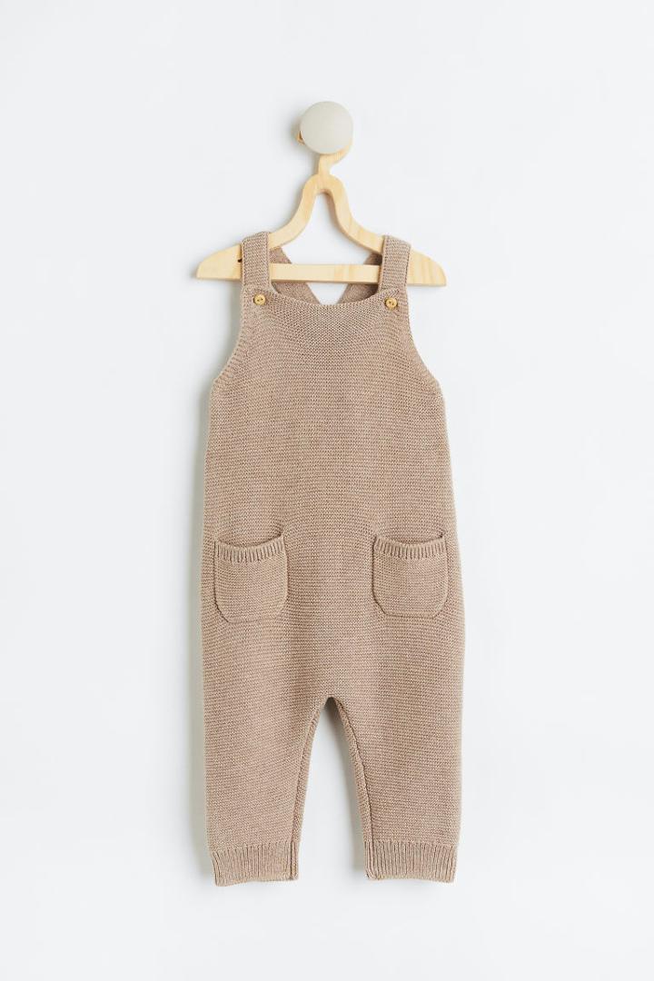 H & M - Garter-stitched Overalls - Brown