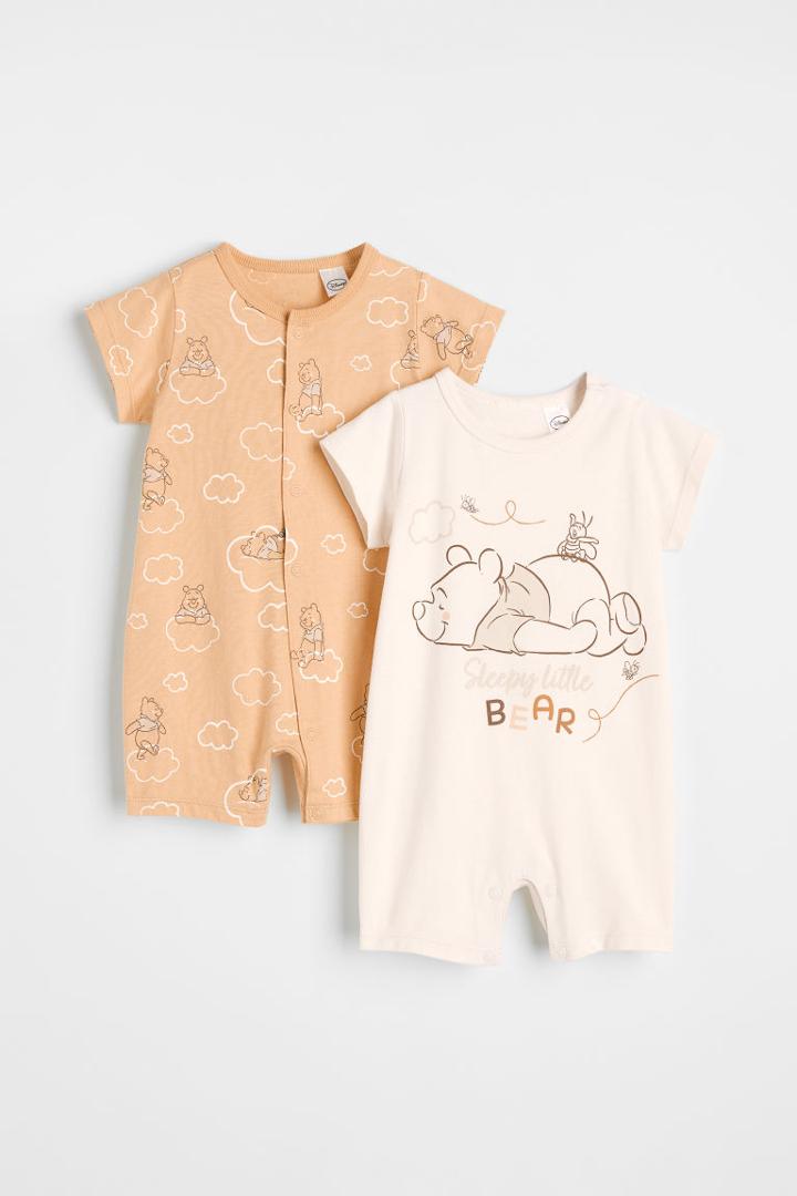H & M - 2-pack Cotton Jumpsuits - White