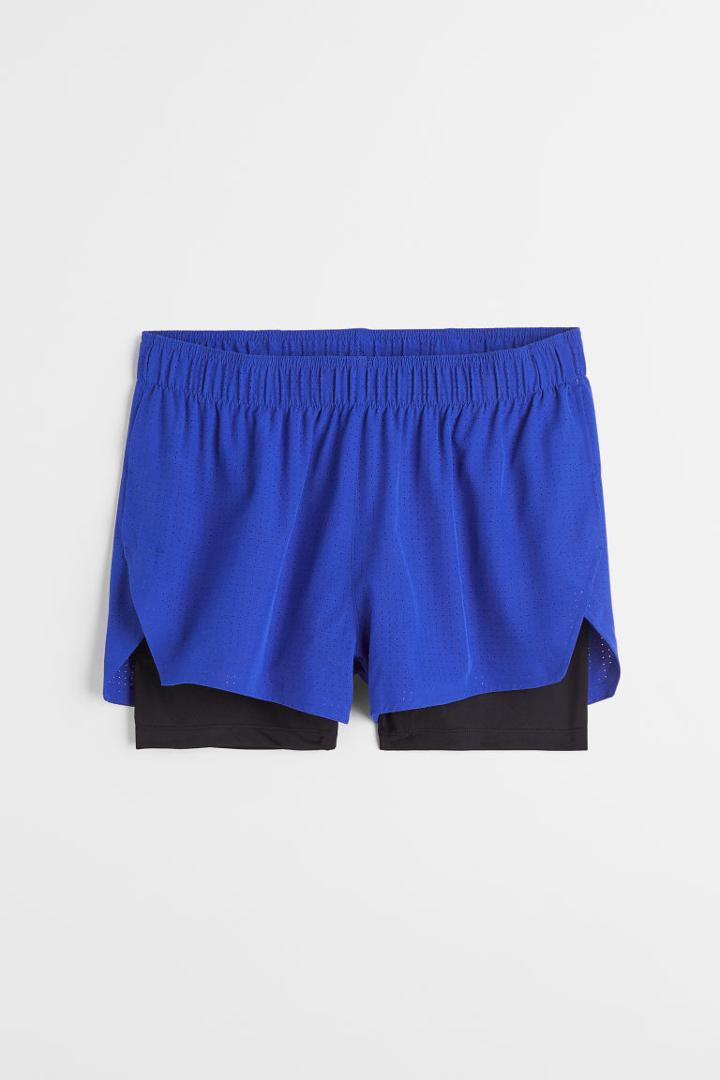 H & M - Regular Fit Double-layered Running Shorts - Blue