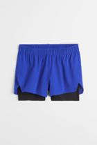 H & M - Regular Fit Double-layered Running Shorts - Blue