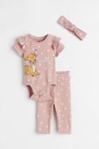 H & M - 3-piece Printed Set - Pink