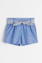 H & M - Tie-belt Shorts - Blue