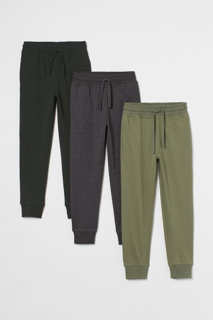 H & M - 3-pack Cotton Jersey Joggers - Green