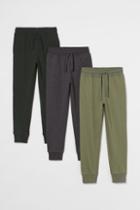H & M - 3-pack Cotton Jersey Joggers - Green